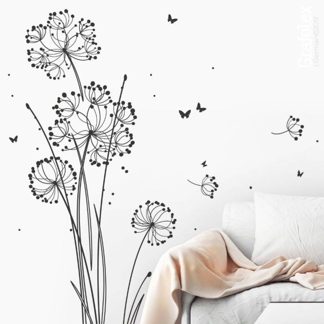 Wall Sticker Flower/Dandelion, 150 cm High, Wall Decal Floral Creative Decoration W318 - image 1