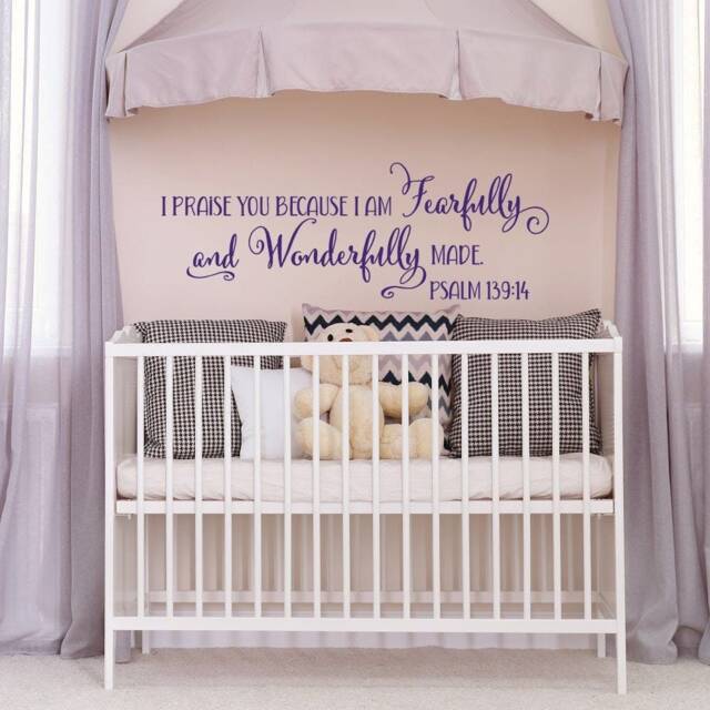 Vinyl Wall Decal Psalm 13914 I Praise You Because Am Fearfully & Wonderfully Made Bible Verse Nursery Christian Scripture Ww161 - image 1