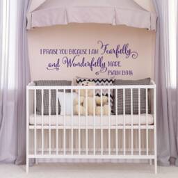 Vinyl Wall Decal Psalm 13914 I Praise You Because Am Fearfully & Wonderfully Made Bible Verse Nursery Christian Scripture Ww161 - thumbnail 1