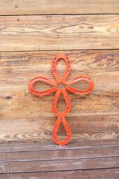 Horseshoe Cross - Decor- Art- Wall Decor Red Horse Shoe Rustic - thumbnail 1