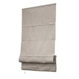 Faux Linen Roman Shade, Taupe Heart Trim, Custom Window Treatment - thumbnail 4