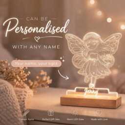 Personalised Fairy Night Light For Girls - Custom Name Led Lamp Kids Bedroom Decor - thumbnail 2