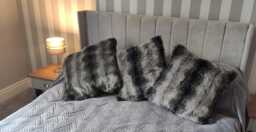 Luxury Grey Italian Wolf Deluxe Faux Fur Cushion Cover - Handmade Sofa Pillow Case