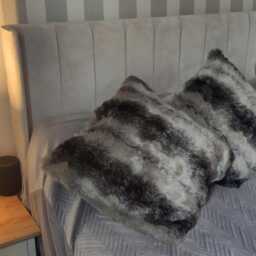 Luxury Grey Italian Wolf Deluxe Faux Fur Cushion Cover - Handmade Sofa Pillow Case - thumbnail 3