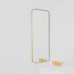 Quadris??? Rectangular Contemporary Mirror With Brass Frame, Customisable - thumbnail 3