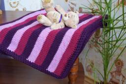 Striped Blanket Afghan Chunky Baby Girl Purple Pink Wool Nursery Wrap Kids Bedding Knit Throw Crib Toddler Newborn Car Seat Cover Stroller