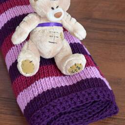 Striped Blanket Afghan Chunky Baby Girl Purple Pink Wool Nursery Wrap Kids Bedding Knit Throw Crib Toddler Newborn Car Seat Cover Stroller - thumbnail 2