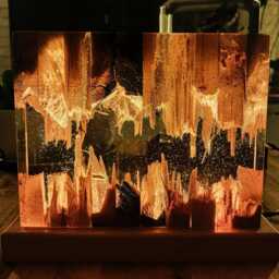Fission Resin Lamp - Epoxy Nightlamp Oak Wood & Decor Wooden Modern Table Lava - thumbnail 4