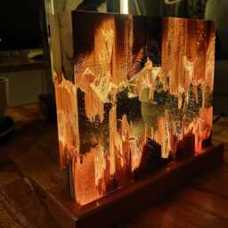 Fission Resin Lamp - Epoxy Nightlamp Oak Wood & Decor Wooden Modern Table Lava - thumbnail 2