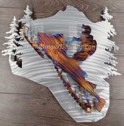 Snowmobile Metal Wall Art Hand-Polished Stainless Steel Man Cave Decor