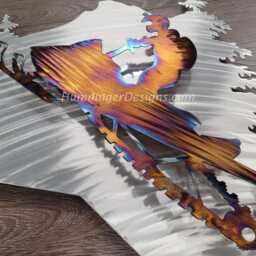 Snowmobile Metal Wall Art Hand-Polished Stainless Steel Man Cave Decor - thumbnail 3