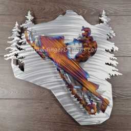 Snowmobile Metal Wall Art Hand-Polished Stainless Steel Man Cave Decor - thumbnail 2