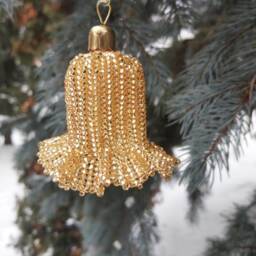 Beaded Bell, Christmas Decoration For The Tree, A Gift, New Year's Handicraft, Home - thumbnail 2