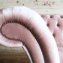 British Handmade Dusty Pink Velvet Fabric Chesterfield Snuggle Armchair - thumbnail 2