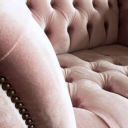 British Handmade Dusty Pink Velvet Fabric Chesterfield Snuggle Armchair - thumbnail 3