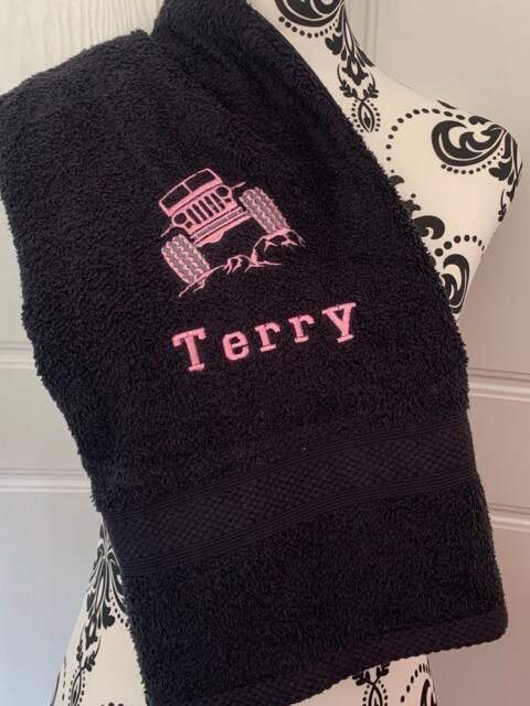 Jeep Towel - Personalised Face Cloth/Hand Bath = Embroidered - image 1