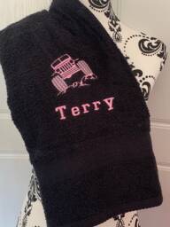 Jeep Towel - Personalised Face Cloth/Hand Bath = Embroidered