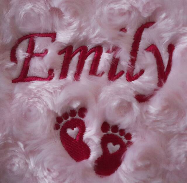 Personalised Baby Blanket Luxury Rosebud Style Pink Script Font Name Print - image 1