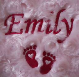 Personalised Baby Blanket Luxury Rosebud Style Pink Script Font Name Print - thumbnail 1
