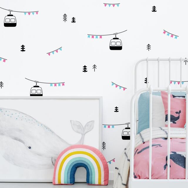Ski Lift Wall Decals - Woodland Decals, Nursery Decor, Kids Room Stickers, Tree - image 1
