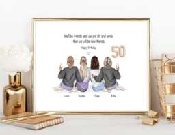 50Th Birthday Friendship Print - Gift Portrait Funny Personalised Bright - thumbnail 1