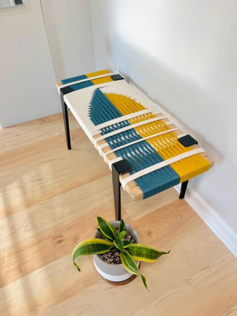 Hand-Woven Entryway Bench Mcm Style End Of Bed & Mudroom Seating - Custom-Made, Multiple Sizes - image 1