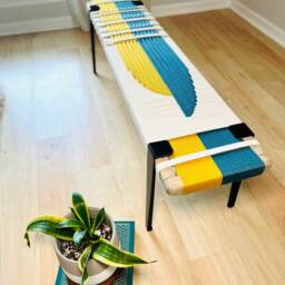 Hand-Woven Entryway Bench Mcm Style End Of Bed & Mudroom Seating - Custom-Made, Multiple Sizes - thumbnail 3
