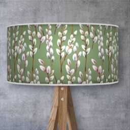 Handmade Sage Green Floral Lampshade Botanical Heron Print - thumbnail 1