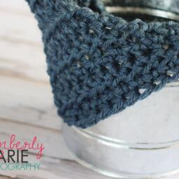 Chunky Denim Blue Newborn Baby Blanket Photo Prop - thumbnail 2