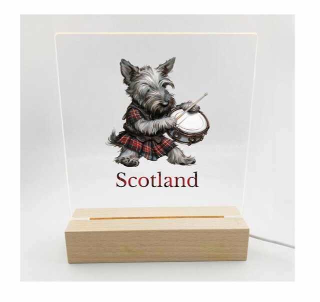 Scottie Dog & Scotland Text Led Night Light Desk Up Sign Bedroom Office D??cor - Uv Printed - image 1