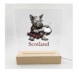 Scottie Dog & Scotland Text Led Night Light Desk Up Sign Bedroom Office D??cor - Uv Printed