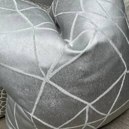 Ashley Wilde Fabric - Atlas -Silver, Luxurious Cushion Cover Textured Designer Geometric Sofa Pillow Sofa, Bed - thumbnail 3