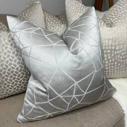 Ashley Wilde Fabric - Atlas -Silver, Luxurious Cushion Cover Textured Designer Geometric Sofa Pillow Sofa, Bed - thumbnail 1