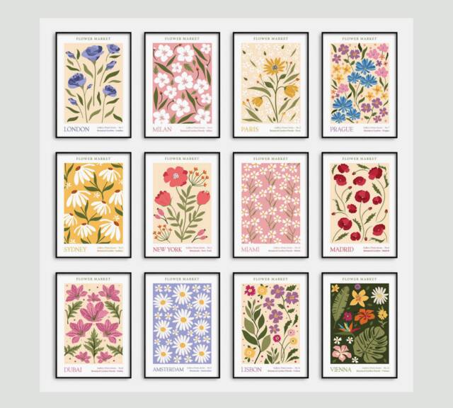 Flower Market Print Floral Picture Wall Art Poster Living Room Prints Decor Kitchen Bedroom - image 1