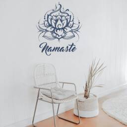 Lotus Wall Decal, Namaste Decals, Bohemian Decor, Yoga Mehndi Boho Sticker Bedroom, Moroccan Pattern, Mandala Vinyl S144 - thumbnail 3