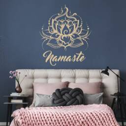 Lotus Wall Decal, Namaste Decals, Bohemian Decor, Yoga Mehndi Boho Sticker Bedroom, Moroccan Pattern, Mandala Vinyl S144 - thumbnail 2