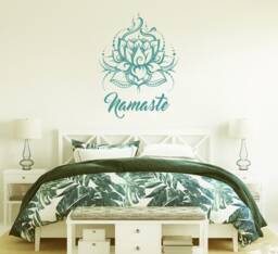 Lotus Wall Decal, Namaste Decals, Bohemian Decor, Yoga Mehndi Boho Sticker Bedroom, Moroccan Pattern, Mandala Vinyl S144 - thumbnail 1