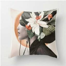 Woman Portrait Pillow Cover/Woman Face Cushion Cover/Face Cartoon Decorative Female Case/Modern Print Throw Cover/Gift Him - thumbnail 3