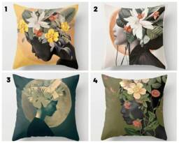 Woman Portrait Pillow Cover/Woman Face Cushion Cover/Face Cartoon Decorative Female Case/Modern Print Throw Cover/Gift Him - thumbnail 1