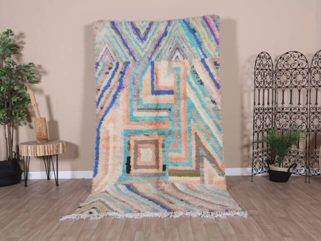 Authentic Boujaad Rug, Soft Moroccan Rug 4x8 Ft - image 1