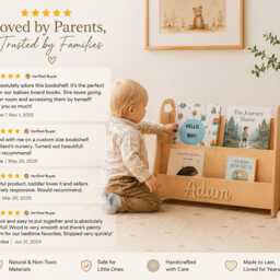 Personalized Montessori Bookshelf For Toddlers, Wooden Kids Book Display Shelf - thumbnail 4