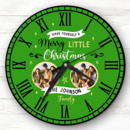Christmas Family Photo Green Personalised Gift Clock - thumbnail 1
