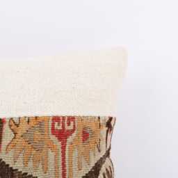 Vintage Turkish Kilim Pillow Cover Handwoven Wool Throw - 16''x16'' - thumbnail 2