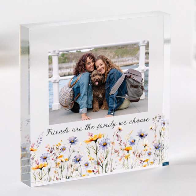 Gift For Friend Personalised Acrylic Photo Plaque Floral Frame Birthday Or Christmas Keepsake - image 1