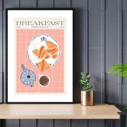 Breakfast in Paris - Wall Print Abstract Croissant Pastry Fresh Coffee Gift Idea Bespoke Poster A5 A4 A3 Framed Or Unframed - thumbnail 2