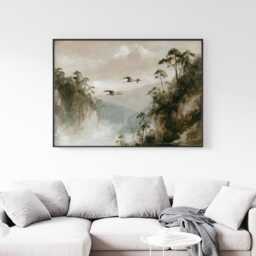 Misty Mountain Poster, Cliff Landscape Print, Nature Wall Art, Paper - thumbnail 2
