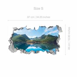 Lake Mountains - 3D Wall Art Sticker Decal Wallpaper Wall Decals Printed Art Kids Bedroom -Skulamo3Dw - thumbnail 3