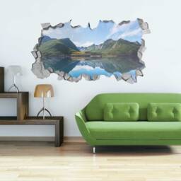 Lake Mountains - 3D Wall Art Sticker Decal Wallpaper Wall Decals Printed Art Kids Bedroom -Skulamo3Dw - thumbnail 1