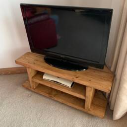 Corner Tv Stand Wooden Rustic Solid Wood Media Cabinet Shelf - thumbnail 3