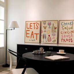 Set Of 3 Dining Prints, Colourful Cheers Print, Retro Wall Art, Kitchen Aesthetic Decor, Gallery Wall, Home Inspo, Unframed - thumbnail 2